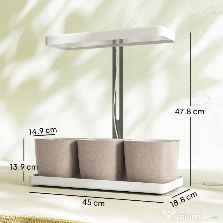 Outsunny Lampă pentru Plante cu 42 de Lumini LED și 3 Vase 45x18.8x47.8 cm Alb