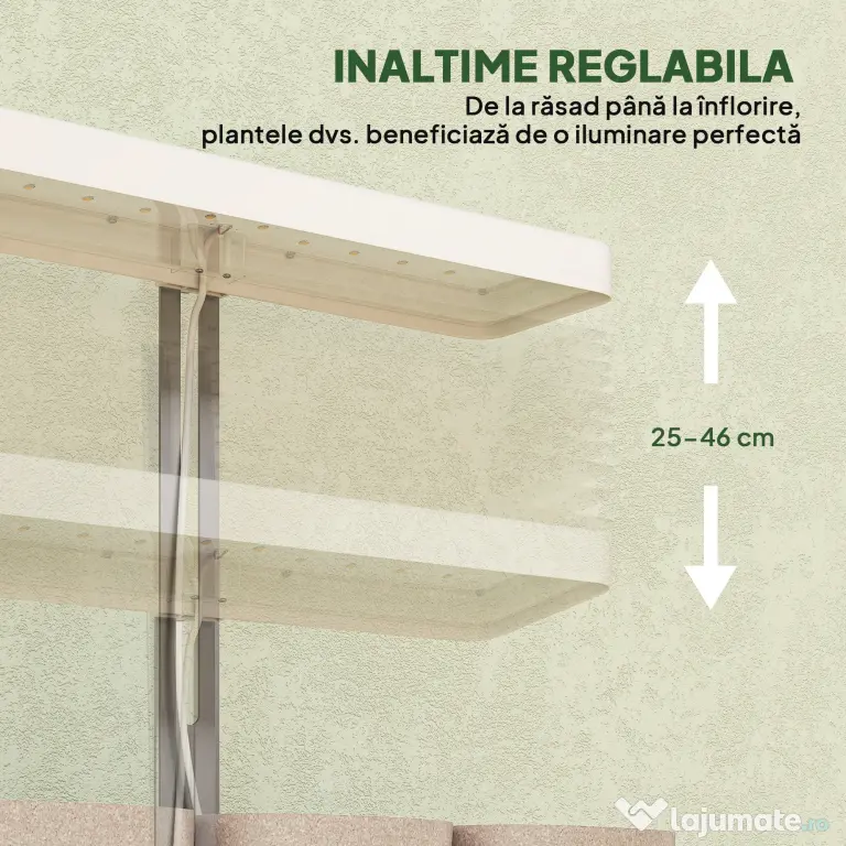 Outsunny Lampă pentru Plante cu 42 de Lumini LED și 3 Vase 45x18.8x47.8 cm Alb