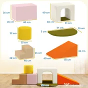 AIYAPLAY Set 8 Construcții Moi pentru Copii 0-3 Ani de Interior, din Catifea și Spumă PU Portocaliu | Aosom Romania