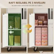 HOMCOM Dulap pentru cuptorul cu microunde din lemn, cu sertar, 2 dulapuri, raft deschis și blat ajustabil, 80x40x88.7 cm, alb | Aosom Romania