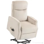 HOMCOM Fotoliu Electric cu Ridicare 150° din Material ce Imita Inul cu 8 Puncte de Masaj, Încălzire, Bej | Aosom Romania