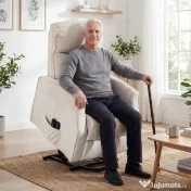 HOMCOM Fotoliu Electric cu Ridicare 150° din Material ce Imita Inul cu 8 Puncte de Masaj, Încălzire, Bej | Aosom Romania