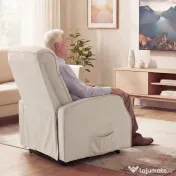 HOMCOM Fotoliu Electric cu Ridicare 150° din Material ce Imita Inul cu 8 Puncte de Masaj, Încălzire, Bej | Aosom Romania