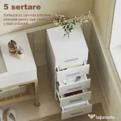HOMCOM Comodă Slim cu 5 Sertare, Comodă Modernă pentru Baie, Dormitor sau Bucătărie, 30x30x95 cm, Alb | Aosom Romania