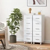 HOMCOM Comodă Slim cu 5 Sertare, Comodă Modernă pentru Baie, Dormitor sau Bucătărie, 30x30x95 cm, Alb | Aosom Romania