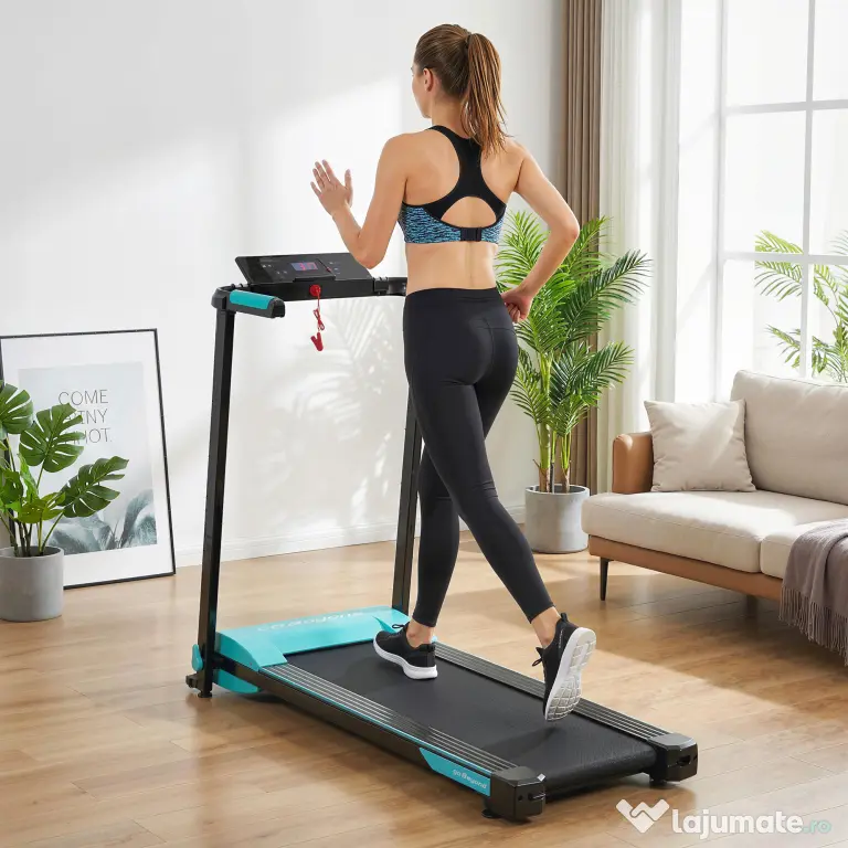 SPORTNOW Bandă de alergare pliabilă cu control gestual, albastru deschis | Aosom Romania