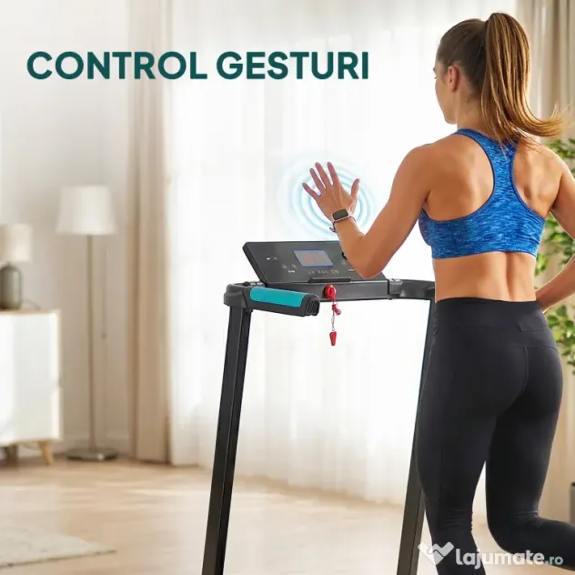 SPORTNOW Bandă de alergare pliabilă cu control gestual, albastru deschis | Aosom Romania