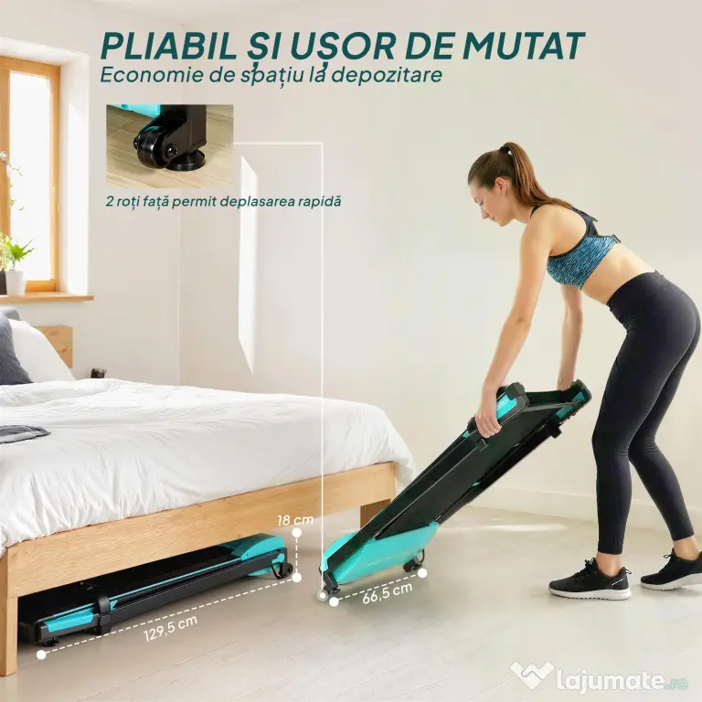 SPORTNOW Bandă de alergare pliabilă cu control gestual, albastru deschis | Aosom Romania