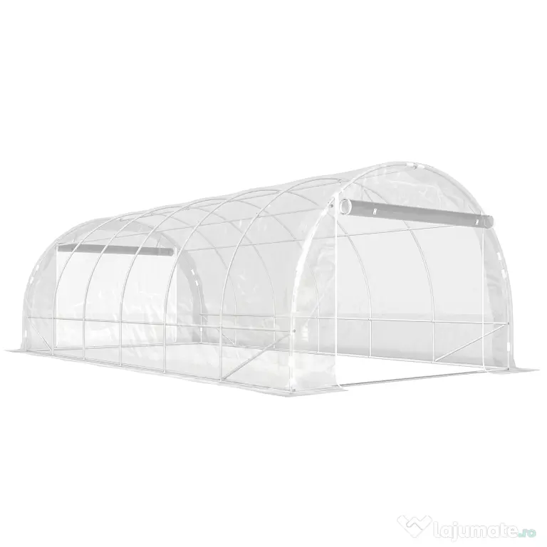 Outsunny Seră de Grădină Tip Tunel 3x6x2 m cu 2 Uși Rulabile, Cadru din Oțel și Acoperire din PE, pentru Legume, Fructe, Flori, Anti-UV, Transparentă | Aosom Romania