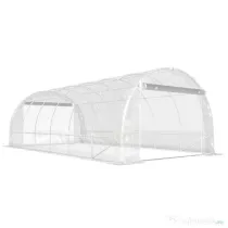Outsunny Seră de Grădină Tip Tunel 3x6x2 m cu 2 Uși Rulabile, Cadru din Oțel și Acoperire din PE, pentru Legume, Fructe, Flori, Anti-UV, Transparentă | Aosom Romania
