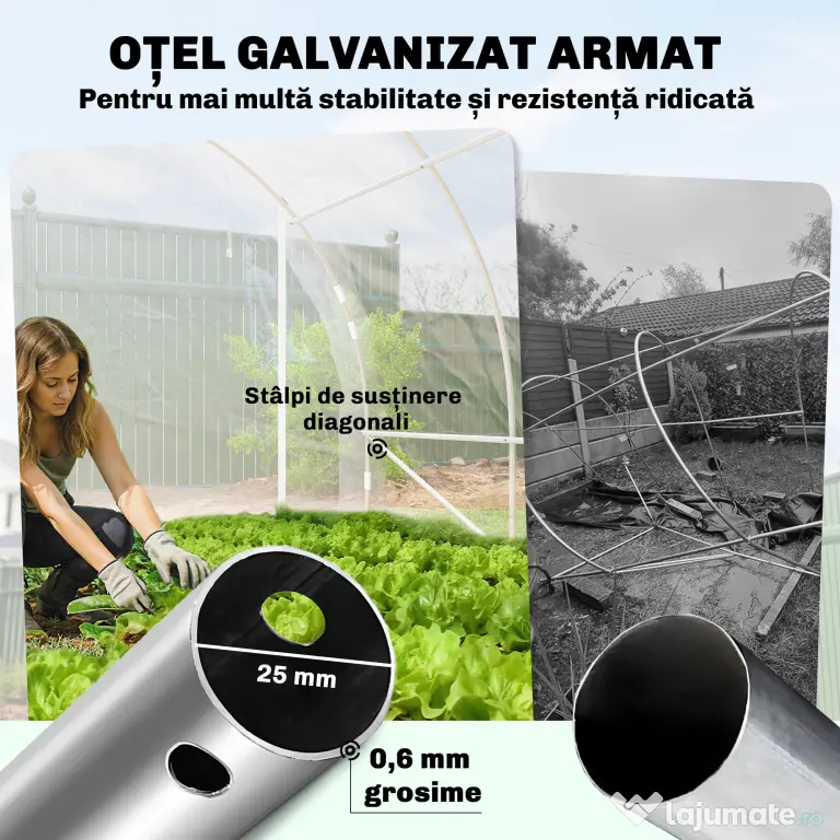 Outsunny Seră de Grădină Tip Tunel 3x6x2 m cu 2 Uși Rulabile, Cadru din Oțel și Acoperire din PE, pentru Legume, Fructe, Flori, Anti-UV, Transparentă | Aosom Romania