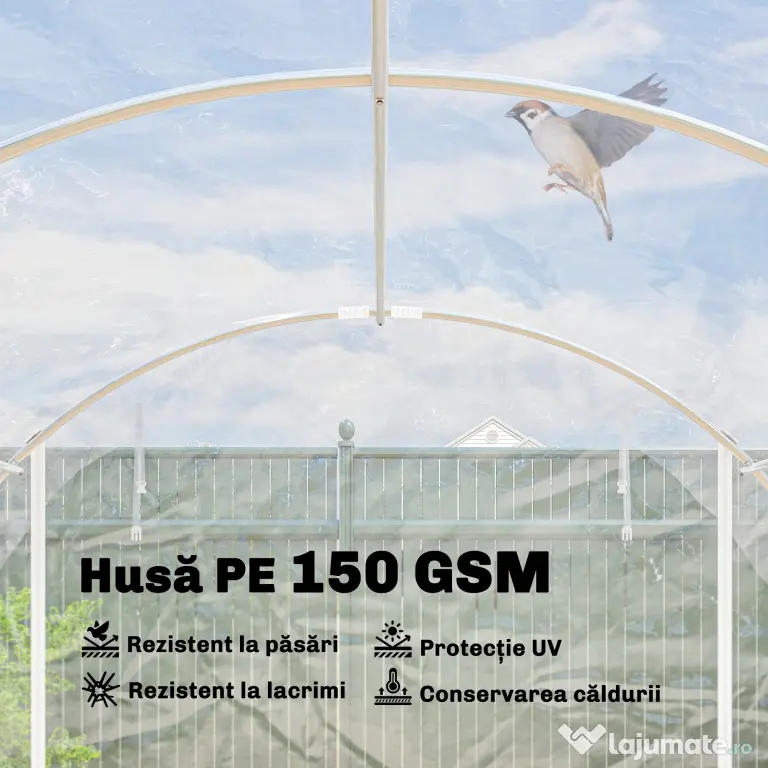 Outsunny Seră de Grădină Tip Tunel 3x6x2 m cu 2 Uși Rulabile, Cadru din Oțel și Acoperire din PE, pentru Legume, Fructe, Flori, Anti-UV, Transparentă | Aosom Romania