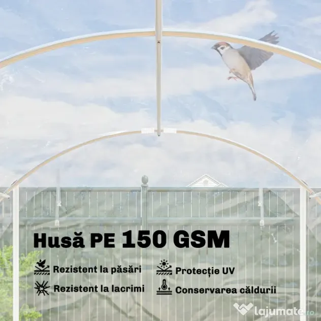 Outsunny Seră de Grădină Tip Tunel 3x6x2 m cu 2 Uși Rulabile, Cadru din Oțel și Acoperire din PE, pentru Legume, Fructe, Flori, Anti-UV, Transparentă | Aosom Romania