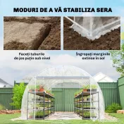 Outsunny Seră de Grădină Tip Tunel 3x6x2 m cu 2 Uși Rulabile, Cadru din Oțel și Acoperire din PE, pentru Legume, Fructe, Flori, Anti-UV, Transparentă | Aosom Romania
