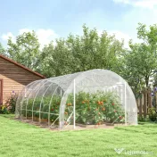 Outsunny Seră de Grădină Tip Tunel 3x6x2 m cu 2 Uși Rulabile, Cadru din Oțel și Acoperire din PE, pentru Legume, Fructe, Flori, Anti-UV, Transparentă | Aosom Romania