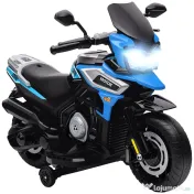 AIYAPLAY Motocicletă Electrică pentru Copii 18-36 Luni, 6V Motocicletă Electrică pentru Copii cu Roți Detașabile, Faruri, Muzică, 2.4 km/h Mini Motocicletă cu Far, Max 30kg, Albastru | Aosom Romania