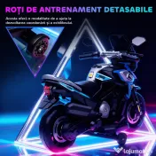 AIYAPLAY Motocicletă Electrică pentru Copii 18-36 Luni, 6V Motocicletă Electrică pentru Copii cu Roți Detașabile, Faruri, Muzică, 2.4 km/h Mini Motocicletă cu Far, Max 30kg, Albastru | Aosom Romania