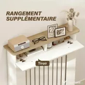 HOMCOM Acoperire pentru Calorifer cu Sertar, Anti-răsturnare, în Lemn, 78x19x97 cm, Alb | Aosom Romania 