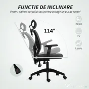 Vinsetto Scaun de Birou cu Inaltime Reglabila, 66x61x106-116cm, Gri Închis | Aosom Romania 