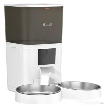 PawHut Distribuitor Automat Hrană Pisici 6L WiFi 2.4G, Control prin Aplicație cu Timer, 1-10 Mese pe Zi, Înregistrare 10s, 2 Boluri din Oțel Inoxidabil | Aosom Romania
