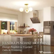 HOMCOM Candelabru de Tavan Vintage cu 3 Puncte de Lumină, cu Socluri G9, 42x42x26.5 cm, Becuri Neincluse, Aur | Aosom Romania