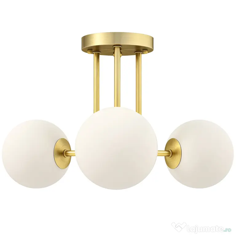 HOMCOM Candelabru de Tavan Vintage cu 3 Puncte de Lumină Socluri G9, 42x42x26.5 cm, Auriu