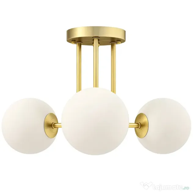 HOMCOM Candelabru de Tavan Vintage cu 3 Puncte de Lumină Socluri G9, 42x42x26.5 cm, Auriu