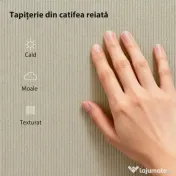 HOMCOM Cadru de Pat 140x200 cm cu Tăblie Tapițată Reglabilă pe Înălțime și Șipci, Catifea Canelată, Gri
