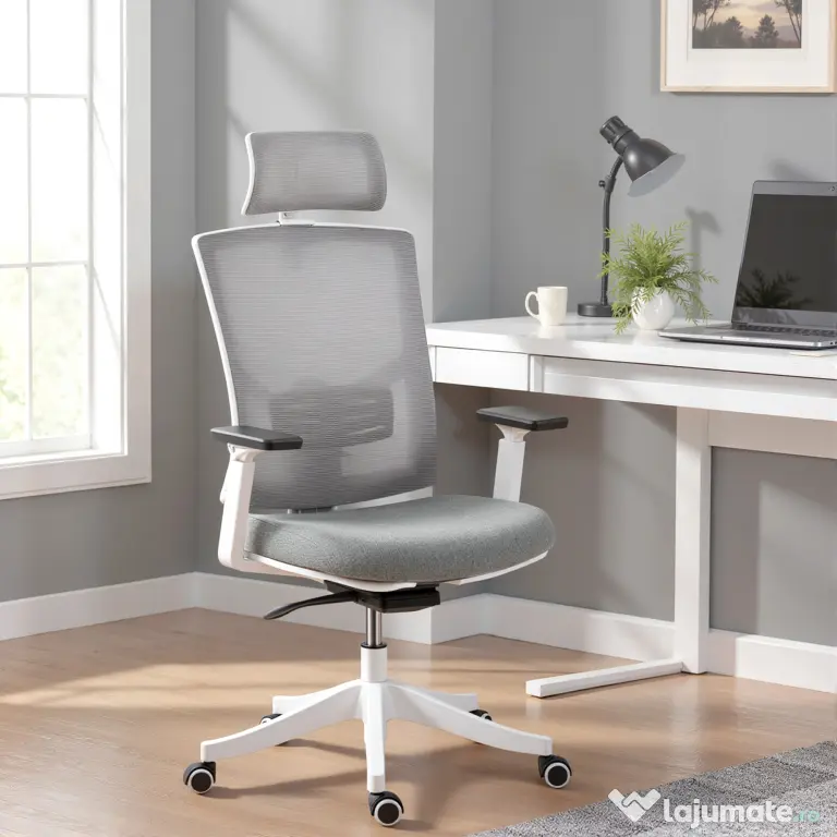 HOMCOM Scaun de Birou Ergonomic și Respirabil cu Suport Lombar Dinamic 4D, 64.5x62.5x112-122 cm, Multicolor | Aosom Romania