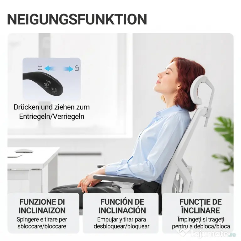 HOMCOM Scaun de Birou Ergonomic și Respirabil cu Suport Lombar Dinamic 4D, 64.5x62.5x112-122 cm, Multicolor | Aosom Romania