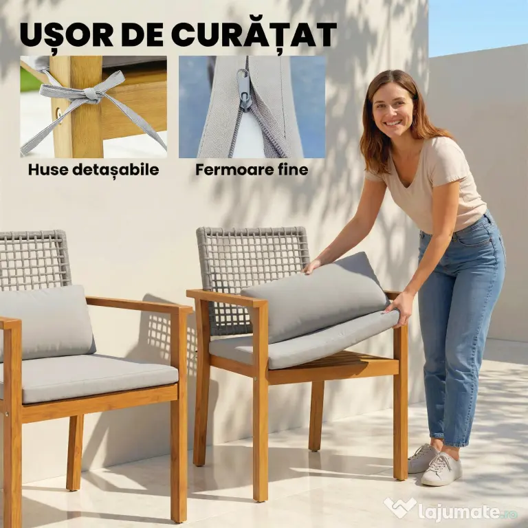 Outsunny scaune set exterior casă de vară bănci confortabile pereche relaxare | Aosom Romania