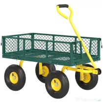 Outsunny Cărucior pentru Grădină din Oțel, cu Capacitate de 200 kg și Pereți Laterali Detașabili, 104x54x51 cm, Verde și Galben