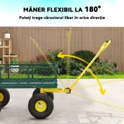 Outsunny Cărucior pentru Grădină din Oțel, cu Capacitate de 200 kg și Pereți Laterali Detașabili, 104x54x51 cm, Verde și Galben 