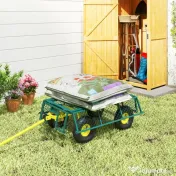 Outsunny Cărucior pentru Grădină din Oțel, cu Capacitate de 200 kg și Pereți Laterali Detașabili, 104x54x51 cm, Verde și Galben 