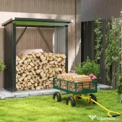 Outsunny Cărucior pentru Grădină din Oțel, cu Capacitate de 200 kg și Pereți Laterali Detașabili, 104x54x51 cm, Verde și Galben 