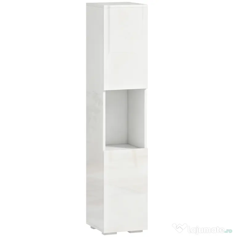 HOMCOM Dulap Multimedia Slim cu 5 Rafturi Reglabile, Alb | Aosom Romania