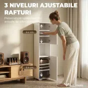 HOMCOM Dulap Multimedia Slim cu 5 Rafturi Reglabile, Alb | Aosom Romania 