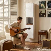 HOMCOM Dulap Multimedia Slim cu 5 Rafturi Reglabile, Alb | Aosom Romania 