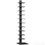 HOMCOM Bibliotecă Modernă Înaltă cu 11 Rafturi Economisitoare de Spațiu în Stil Industrial, 34.5x41.5x163.5 cm, Negru