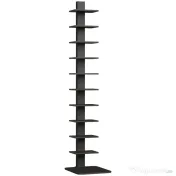 HOMCOM Bibliotecă Verticală înaltă cu 11 Rafturi, Bibliotecă Economisitoare de Spațiu Slim, Raft Industrial pentru Living, Dormitor, Birou, 34.5x41.5x163.5 cm, Negru | Aosom Romania 