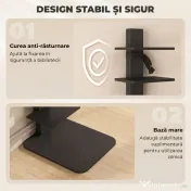 HOMCOM Bibliotecă Verticală înaltă cu 11 Rafturi, Bibliotecă Economisitoare de Spațiu Slim, Raft Industrial pentru Living, Dormitor, Birou, 34.5x41.5x163.5 cm, Negru | Aosom Romania 