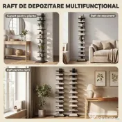 HOMCOM Bibliotecă Verticală înaltă cu 11 Rafturi, Bibliotecă Economisitoare de Spațiu Slim, Raft Industrial pentru Living, Dormitor, Birou, 34.5x41.5x163.5 cm, Negru | Aosom Romania 