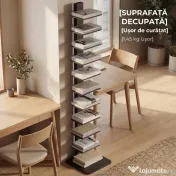 HOMCOM Bibliotecă Verticală înaltă cu 11 Rafturi, Bibliotecă Economisitoare de Spațiu Slim, Raft Industrial pentru Living, Dormitor, Birou, 34.5x41.5x163.5 cm, Negru | Aosom Romania 