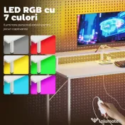 HOMCOM Birou Gaming cu Suport CPU Reglabil Reversibil și LED, 147x47 cm, Stație de Încărcare, Suport Monitor, 3 Sertare din Material Textil, pentru Acasă, Birou sau Studio, Alb | Aosom Romania