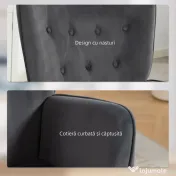HOMCOM Fotoliu Rotativ din Catifea, Fotoliu Tapițat cu Cotiere, Funcție de Balansare și Înălțime Reglabilă, pentru Living, Gri Închis | Aosom Romania 