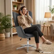 HOMCOM Fotoliu Rotativ din Catifea, Fotoliu Tapițat cu Cotiere, Funcție de Balansare și Înălțime Reglabilă, pentru Living, Gri Închis | Aosom Romania 