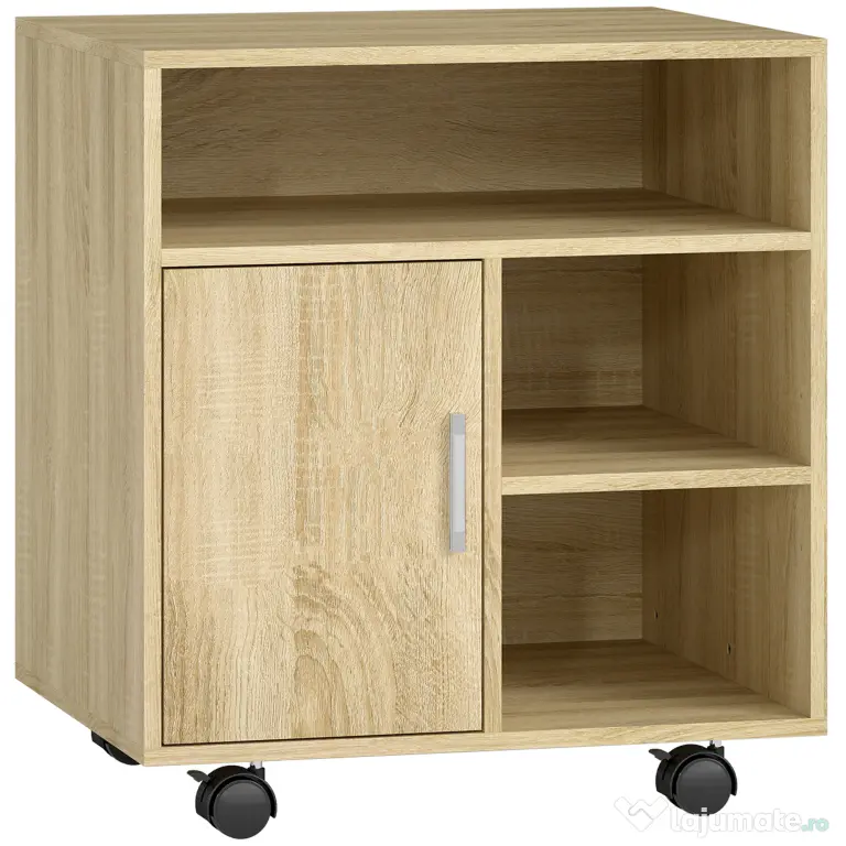 HOMCOM Dulăpior pentru Imprimantă cu Rafturi Deschise și Compartiment din Lemn, 60x50x65,5 cm, Nuanță Lemn | Aosom Romania