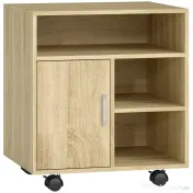 HOMCOM Dulăpior pentru Imprimantă cu Rafturi Deschise și Compartiment din Lemn, 60x50x65,5 cm, Nuanță Lemn | Aosom Romania 