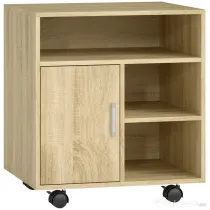 HOMCOM Dulăpior pentru Imprimantă cu Rafturi Deschise și Compartiment din Lemn, 60x50x65,5 cm, Nuanță Lemn | Aosom Romania
