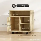 HOMCOM Dulăpior pentru Imprimantă cu Rafturi Deschise și Compartiment din Lemn, 60x50x65,5 cm, Nuanță Lemn | Aosom Romania 